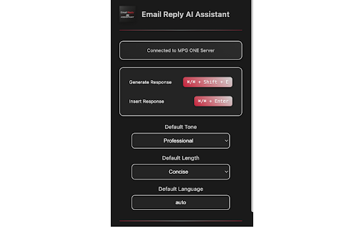 Email Reply AI Assistant MPG ONE  from Chrome web store to be run with OffiDocs Chromium online
