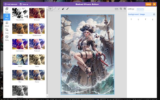 Embed photo editor  from Chrome web store to be run with OffiDocs Chromium online