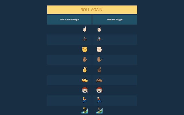 OffiDocs Chromium 온라인에서 실행할 Chrome 웹 스토어의 Emoji Skin Tone Randomizer