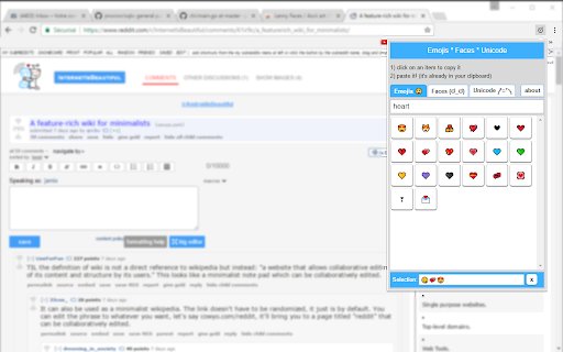 Emojis / Lenny Faces / Unicode / Dingbats  from Chrome web store to be run with OffiDocs Chromium online