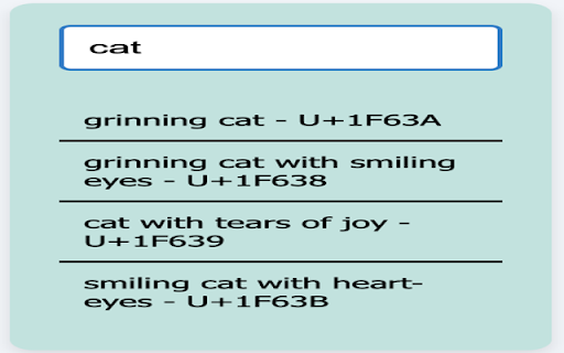 Emoji Unicode Search  from Chrome web store to be run with OffiDocs Chromium online