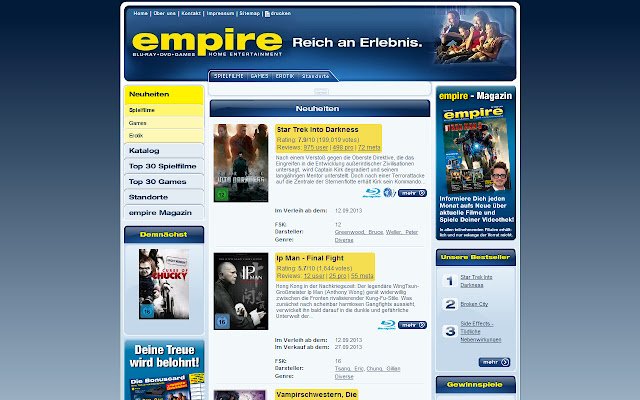 Empire imdb estensione dal negozio web di Chrome da eseguire con OffiDocs Chromium online