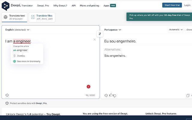 habilite grammarly en deepl de Chrome web store para que se ejecute con OffiDocs Chromium en línea