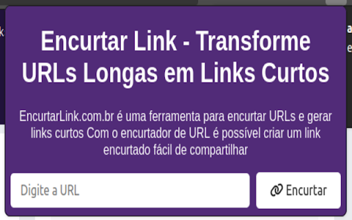 EncurtarLink from Chrome web store to be run with OffiDocs Chromium online EncurtarLink from Chrome web store to be run with OffiDocs Chromium online