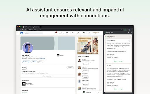 Engage.Bot LinkedIn Messaging AI Assistant  from Chrome web store to be run with OffiDocs Chromium online
