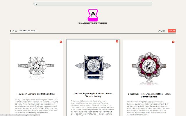 Engagement Ring Wish List  from Chrome web store to be run with OffiDocs Chromium online