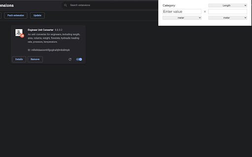 Engineer Unit Converter  from Chrome web store to be run with OffiDocs Chromium online