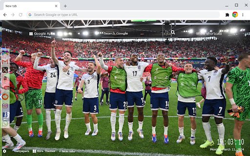 England National Football Team Euro 2024 New Tab Extension  from Chrome web store to be run with OffiDocs Chromium online