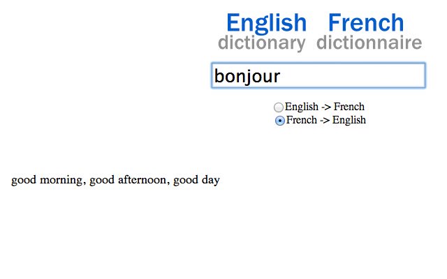 Słownik angielsko-francuski ze sklepu internetowego Chrome, który można uruchomić w trybie online za pomocą OffiDocs Chromium