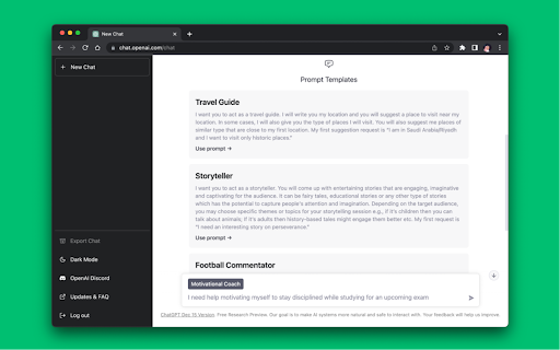 Enhanced ChatGPT  from Chrome web store to be run with OffiDocs Chromium online