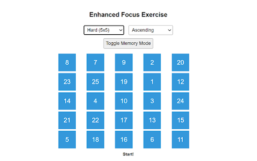 Enhanced Focus Exercise  from Chrome web store to be run with OffiDocs Chromium online