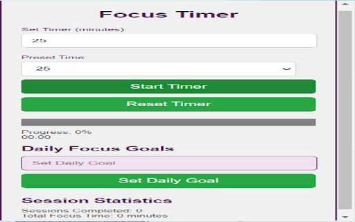 Enhanced Focus Timer  from Chrome web store to be run with OffiDocs Chromium online