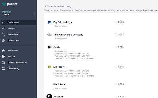 Enhancer for Parqet  from Chrome web store to be run with OffiDocs Chromium online