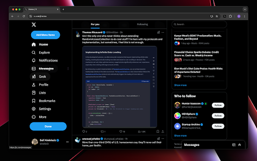 Enhancer for X (formerly known as Twitter)  from Chrome web store to be run with OffiDocs Chromium online