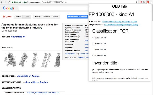EPO Patents Infos  from Chrome web store to be run with OffiDocs Chromium online