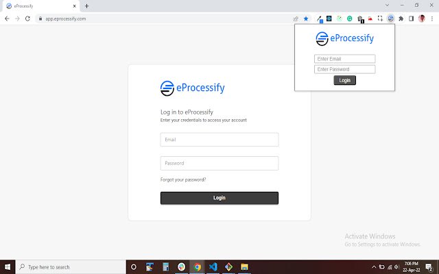 ملحق كلمة المرور eprocessify من متجر Chrome الإلكتروني ليتم تشغيله مع OffiDocs Chromium عبر الإنترنت