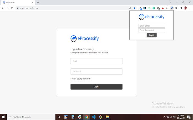 Extensão de senha eprocessify da Chrome Web Store para ser executada com OffiDocs Chromium online