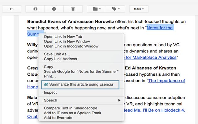 Esencia Summarizer Plugin  from Chrome web store to be run with OffiDocs Chromium online