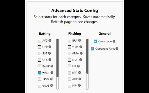 ESPN Fantasy Baseball Advanced Statistics  from Chrome web store to be run with OffiDocs Chromium online