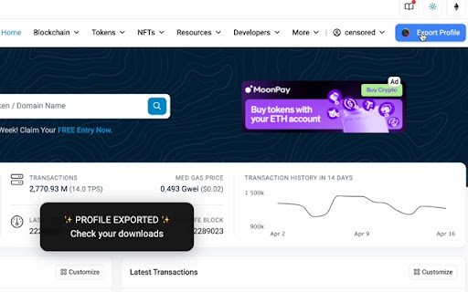 ES Profile Exporter  from Chrome web store to be run with OffiDocs Chromium online
