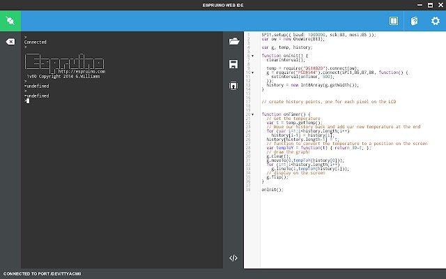 Espruino Web IDE จาก Chrome เว็บสโตร์ที่จะรันด้วย OffiDocs Chromium ทางออนไลน์