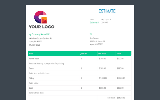 Estimate Maker  from Chrome web store to be run with OffiDocs Chromium online