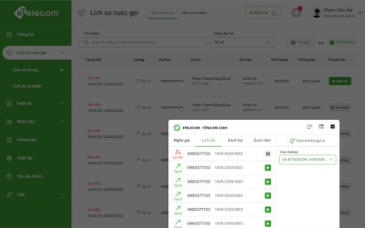 eTelecom Tổng đài CSKH  from Chrome web store to be run with OffiDocs Chromium online