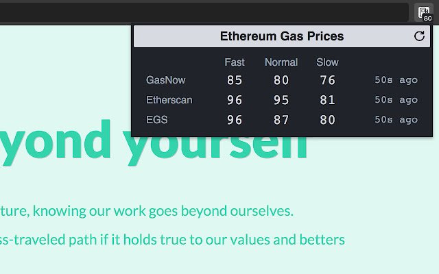 Chrome ウェブストアからの Ethereum ガス価格を OffiDocs Chromium online で実行