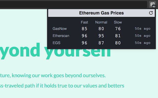 ราคา Ethereum Gas จาก Chrome เว็บสโตร์ที่จะรันด้วย OffiDocs Chromium ออนไลน์