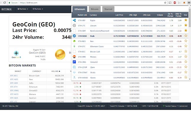 EthMarkets For Bittrex  from Chrome web store to be run with OffiDocs Chromium online