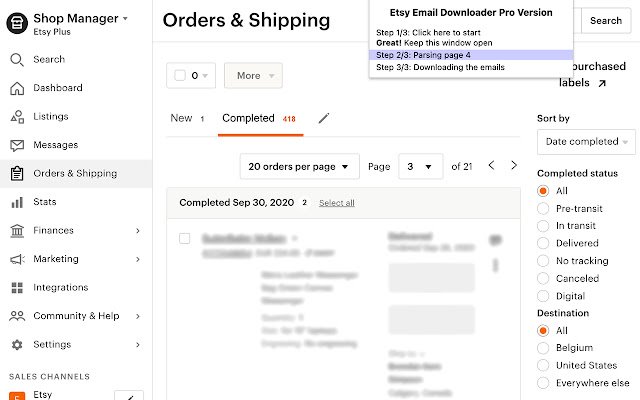 Etsy Email Downloader Pro Version  from Chrome web store to be run with OffiDocs Chromium online