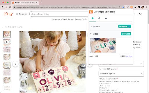 Etsy Images Downloader  from Chrome web store to be run with OffiDocs Chromium online