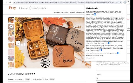 Etsy Listing Detail Viewer  from Chrome web store to be run with OffiDocs Chromium online
