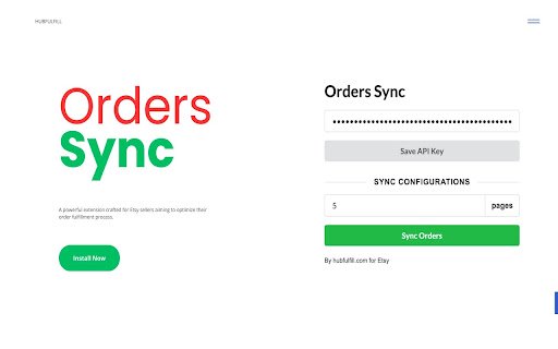 Etsy Order Sync by HubFulfill  from Chrome web store to be run with OffiDocs Chromium online