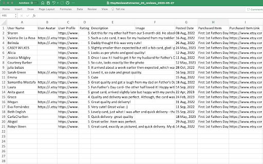 Etsy Reviews Extractor Scrape Data to CSV  from Chrome web store to be run with OffiDocs Chromium online