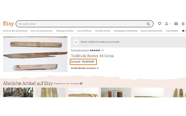 Etsy Sold out  from Chrome web store to be run with OffiDocs Chromium online