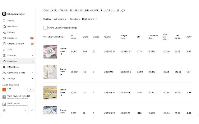 Etsy Tools Ad Stats Enhancer از فروشگاه وب کروم برای اجرا با OffiDocs Chromium به صورت آنلاین