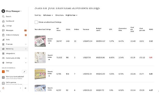 Etsy Tools Ad Stats Enhancer aus dem Chrome-Webshop zur Ausführung mit OffiDocs Chromium online