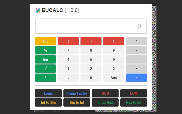 EUCALC aus dem Chrome-Webshop zur Ausführung mit OffiDocs Chromium online