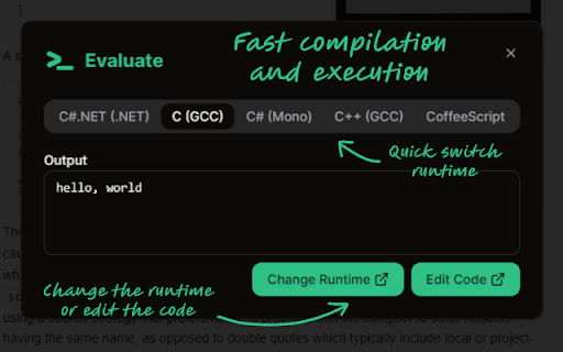 Evaluate Run Code Anytime, Anywhere  from Chrome web store to be run with OffiDocs Chromium online