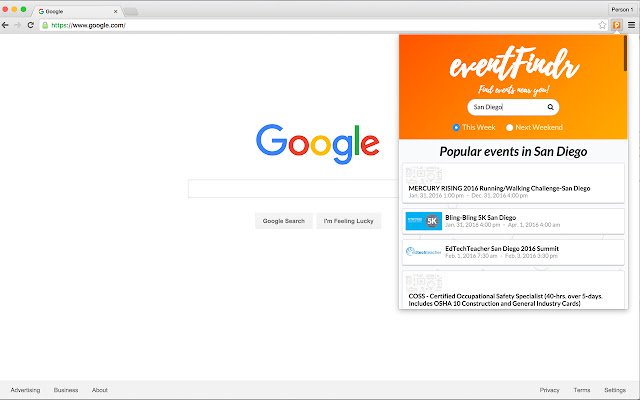 eventFindr uit de Chrome-webwinkel om uit te voeren met OffiDocs Chromium online
