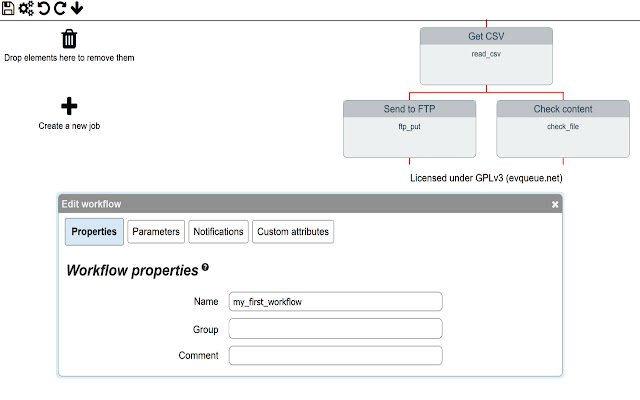 evQueue  from Chrome web store to be run with OffiDocs Chromium online