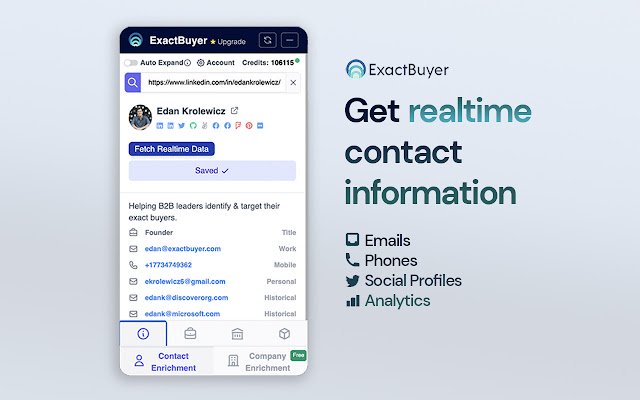 ExactBuyer: Realtime Contact Company Finder mula sa Chrome web store na tatakbo sa OffiDocs Chromium online