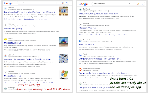 Exact Search  from Chrome web store to be run with OffiDocs Chromium online