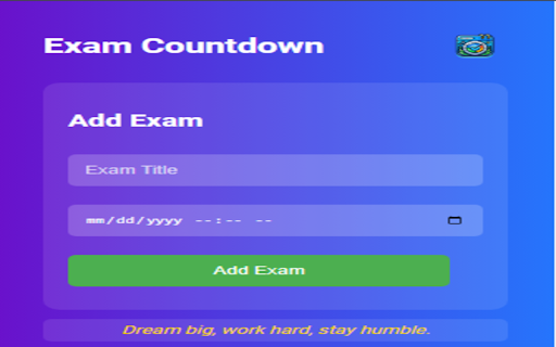 Exam Countdown  from Chrome web store to be run with OffiDocs Chromium online