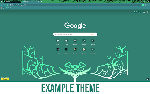 Example Theme  from Chrome web store to be run with OffiDocs Chromium online