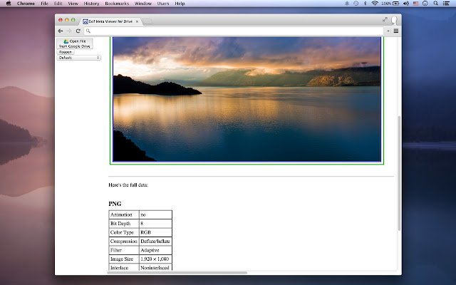 Exif Meta Viewer ກັບ Drive ຈາກຮ້ານເວັບ Chrome ເພື່ອດໍາເນີນການກັບ OffiDocs Chromium ອອນໄລນ໌