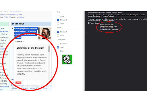 Explain with ChatGPT  from Chrome web store to be run with OffiDocs Chromium online