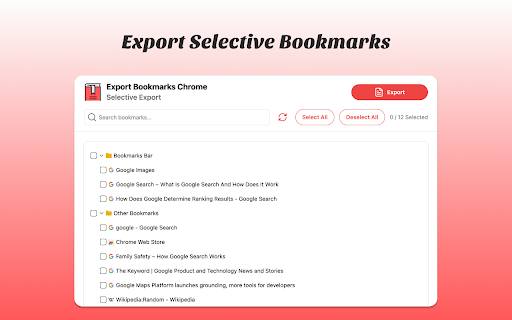 Export Bookmarks Chrome  from Chrome web store to be run with OffiDocs Chromium online