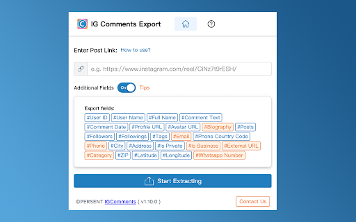 Export Comment IG Comments Extractor  Scraper  from Chrome web store to be run with OffiDocs Chromium online